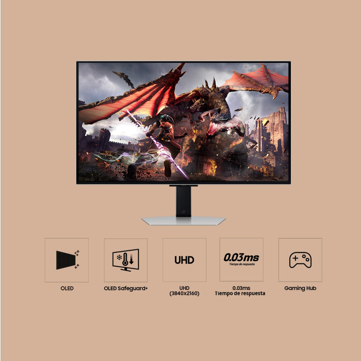 Samsung 2160, 16:9, 240Hz, 0,03ms, FreeSync Premium Pro, Antirreflejos, Modo Eye Saver, Flicker Free, Plateado, Versión 2024