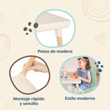 B. Spaces by Battat - Juego de Muebles Infantiles - 1 Mesa y 2 Sillas Infantiles con Patas de Madera Natural (Marfil y Madera Natural)