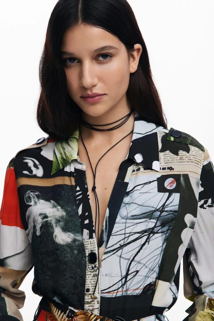 Desigual Vest_Collage_LACROI Casual Dress, Material de Acabados, L Women's