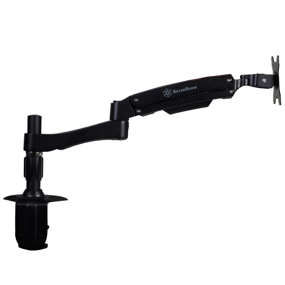 SilverStone SST-ARM11BC - Bracket para montaje de un brazo para monitor LCD LED, Ajustable, con rotación de 360º, brazo basculante arriba/abajo 90º,izquierda/derecha 90º & 180º Max VESA100x100,negro
