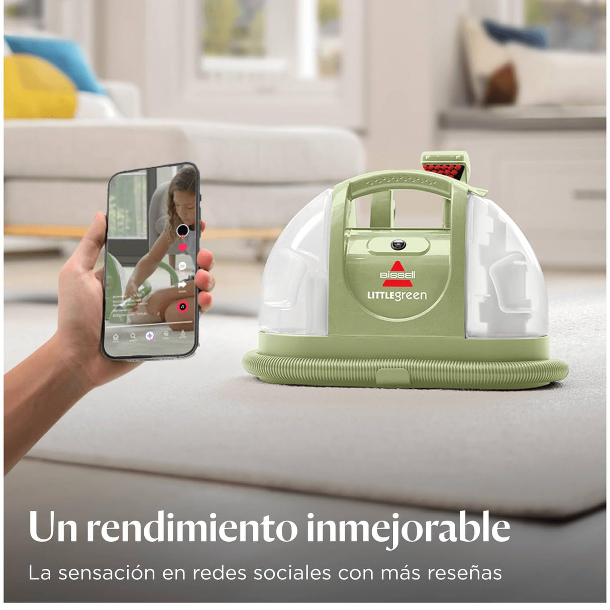 BISSELL Little Green, Aspiradora de Agua Tapicería, Lava Aspiradora para Manchas Cotidianas y Suciedad, Limpiador de Liquidos para Alfombras, Tapicería, Sofá, Auto & Más, Motor Potente de 340W, 4098N