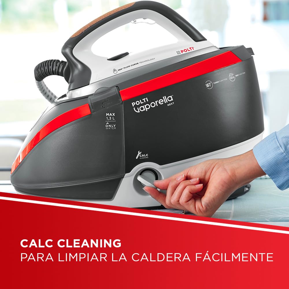 Polti Vaporella Next VN18.30, Plancha de Vapor con Caldera, Presión hasta 6 Bar, Potencia 2200 W, Función Eco y Turbo, Autonomía ilimitada, Steam Pulse 350 g, Gris y Rojo