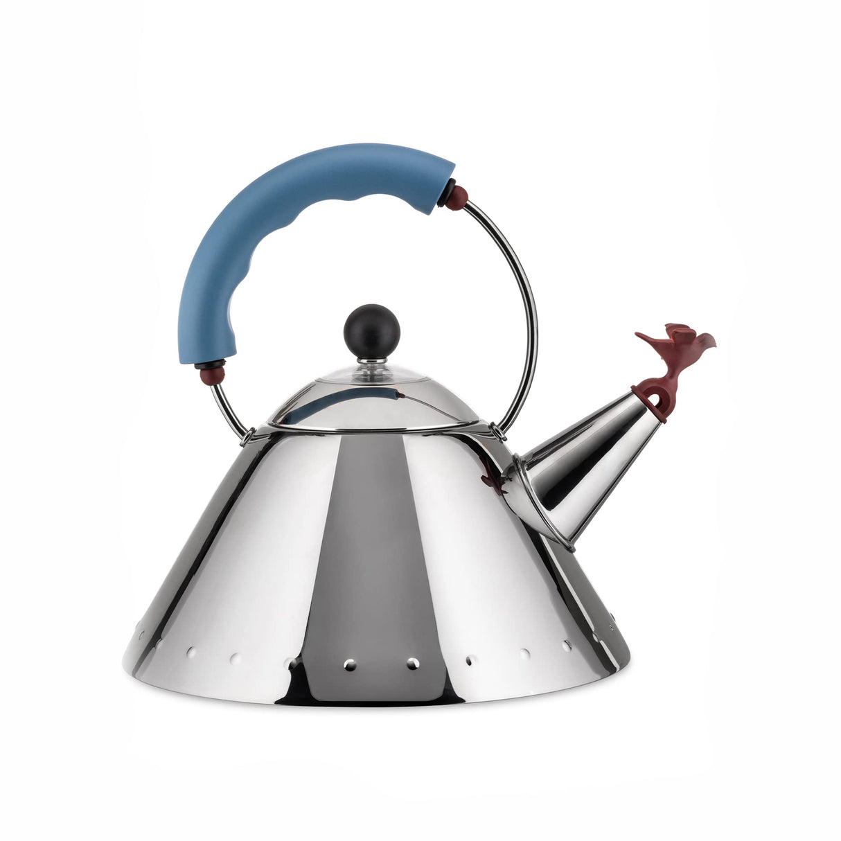 Alessi 9093 - Hervidor de Acero Inoxidable Brillo 18/10 (Base magnética, diseño de pájaro en la Boquilla), Color Azul, 22 cm