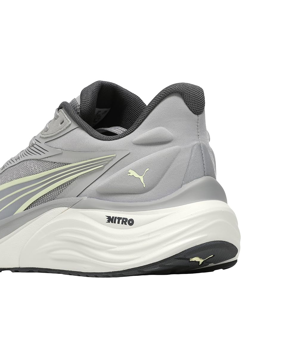 PUMA Electrify Nitro 4, Zapatillas para Correr de Carretera Hombre, Gris Echo Gold Moon, 44 EU