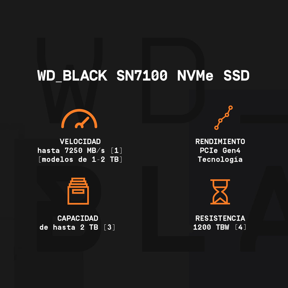 WD_Black SN7100 2TB NVMe SSD, M.2 2280, Velocidades hasta 7250 MB/s, Next Gen TLC 3D NAND, WD_Black Dashboard,para Ordenadores y Consolas portátiles