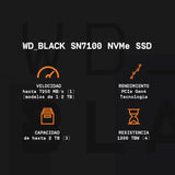 WD_Black SN7100 2TB NVMe SSD, M.2 2280, Velocidades hasta 7250 MB/s, Next Gen TLC 3D NAND, WD_Black Dashboard,para Ordenadores y Consolas portátiles