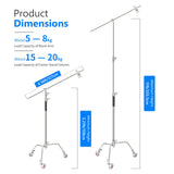 Neewer Pro 100% Metal C Soporte Luz Soporte con Ruedas Máx. Soporte Reflector Ajustable de 330CM de Altura con Brazo Articulado de 120cm y 3 Poleas