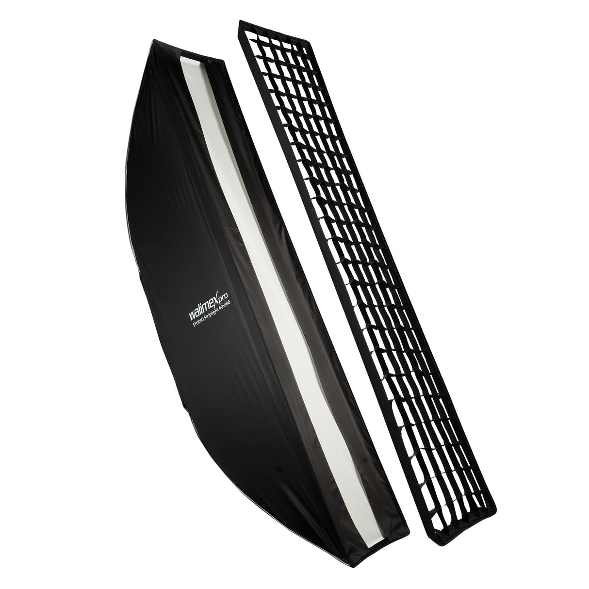 Walimex pro Studio Striplight Softbox 40 x 180 cm, Giratorio 360°, fácil Montaje Gracias a la función de sombrilla, Incluye Rejilla, máscara, Adaptador Bowens y Bolsa de Transporte, Ideal para