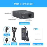 Fosi Audio V1.0B Altavoz Amplificador Estéreo 50W x 2, Amplificador de Audio de 2 Canales Mini HiFi Clase D Integrado TPA3116 con Fuente de Alimentación de 19V, 4.74A