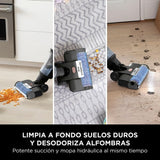 Shark HydroVac Aspiradora mopa sin cable, aspira y friega suelos, con cepillo multisuperficie giratorio antimicrobiano para eliminar olores, limpia en seco y húmedo, modo autolimpieza, gris WD210EU