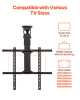 VEVOR Soporte para TV de Techo motorizado, Marco Soporte para TV Dimensiones de 813 a 1651 mm, Marco Porta televisión Plegable Ajustable con VESA máx. 60 x 60 cm, Carga máx. 40 kg