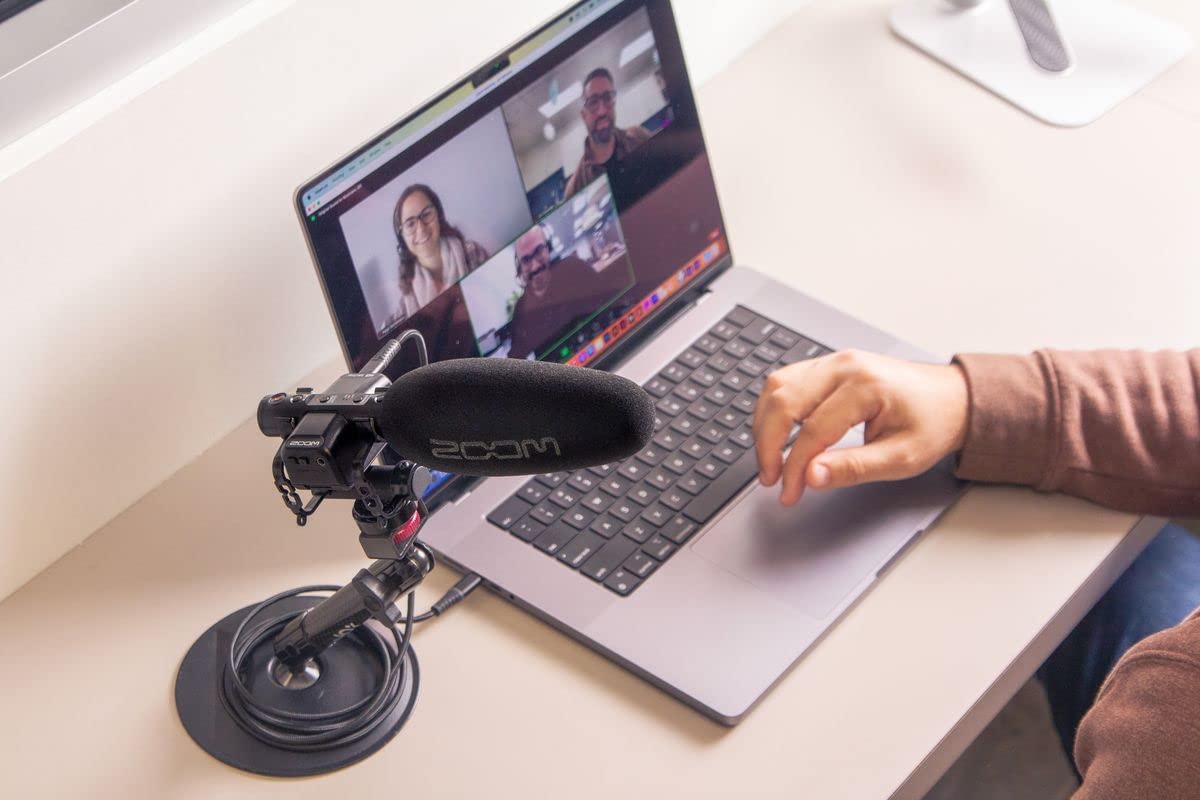 Zoom M3 MicTrak Micrófono estéreo Shotgun para cámara a 32-bit con Coma Flotante, Modos 90 Grados, 120 Grados y Mono, Soporte Amortiguador, micrófono Compatible USB y Alimentado por Pilas