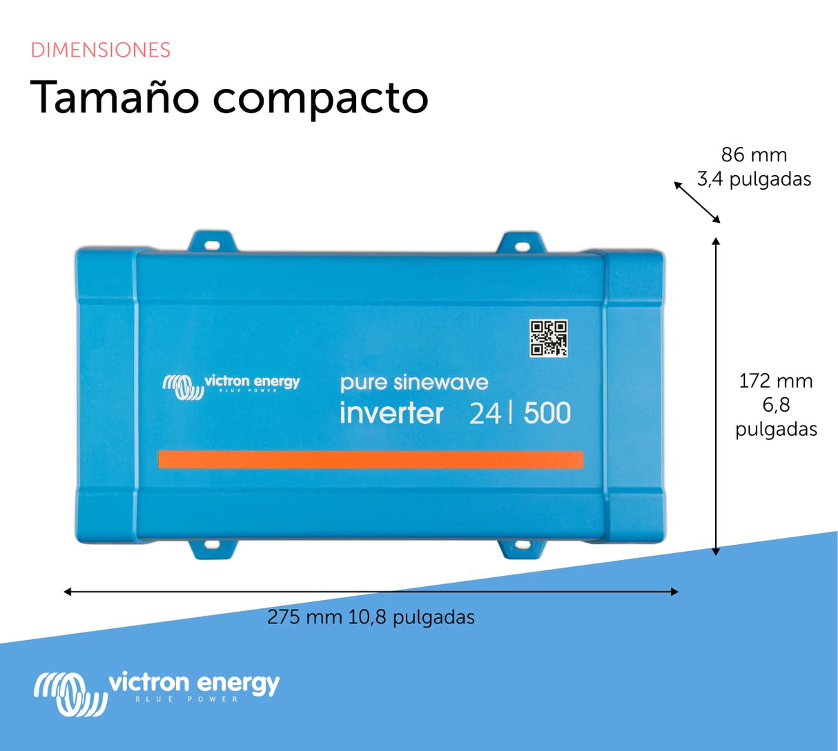 Victron Energy 500VA 24-Voltios 230V CA Inversor de Onda sinusoidal Pura (Schuko)