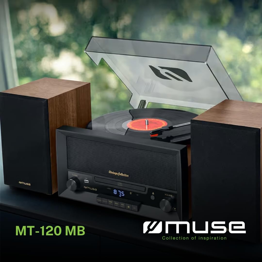 Muse MT-120 MB Microsistema estéreo con Altavoces, Madera/Negro