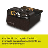 Pure Radio Reloj, luz de Despertador, Altavoz BT, Negro, Cargador inalámbrico