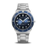 BERING 18940-707 Reloj de Cuarzo para Hombre con Caja de Acero Inoxidable Plateado de 43 mm, Esfera Azul, Brazalete y Detalles de Acero Inoxidable, Resistencia al Agua de 10 ATM
