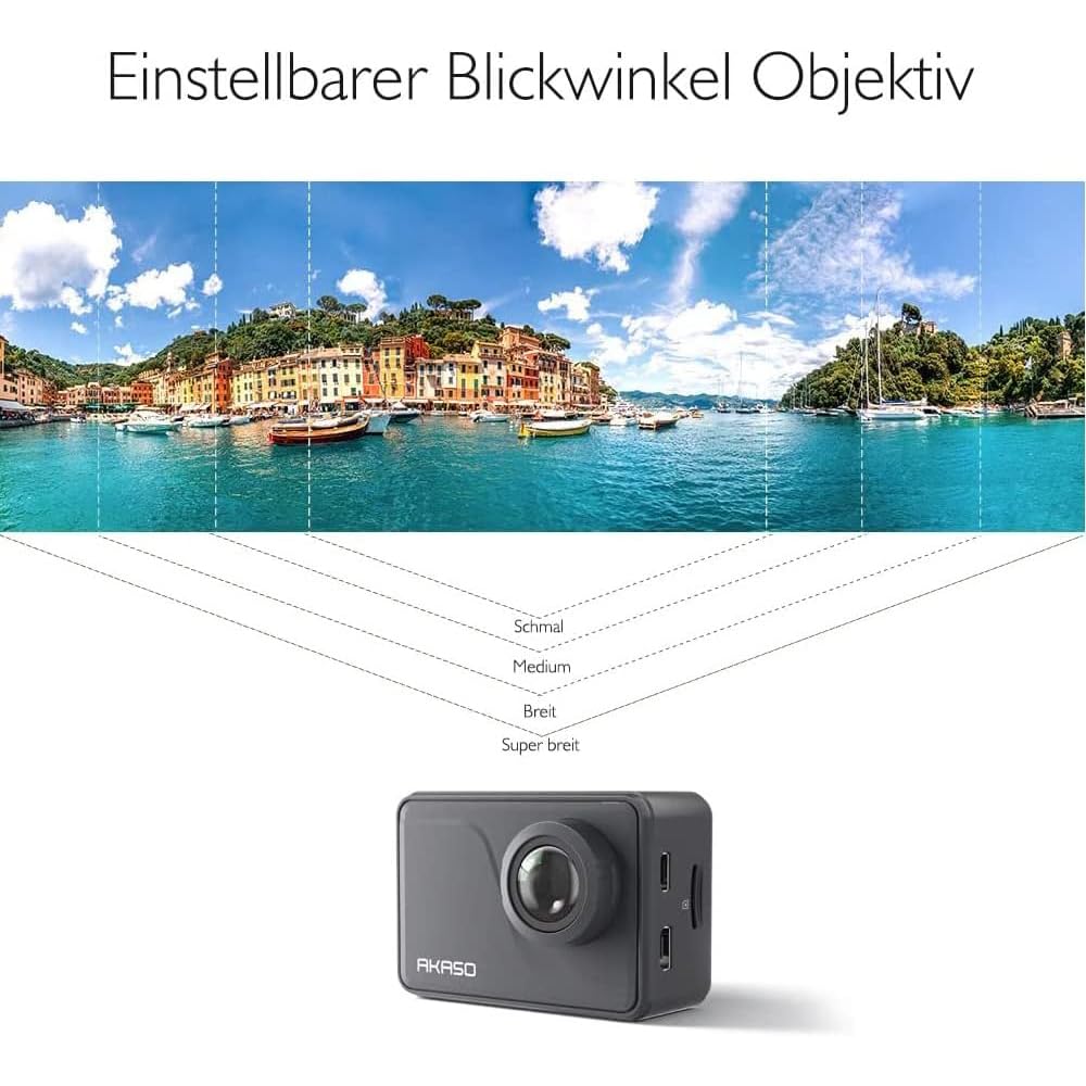 AKASO V50 Pro Camera Sport 4K 30fps 20MP WiFi - Cámara 4K Impermeable Ultra HD Estabilizador EIS con Control Remoto Pantalla táctil Gran Angular Ajustable - Cámara Deportiva submarina 40M y Kit de