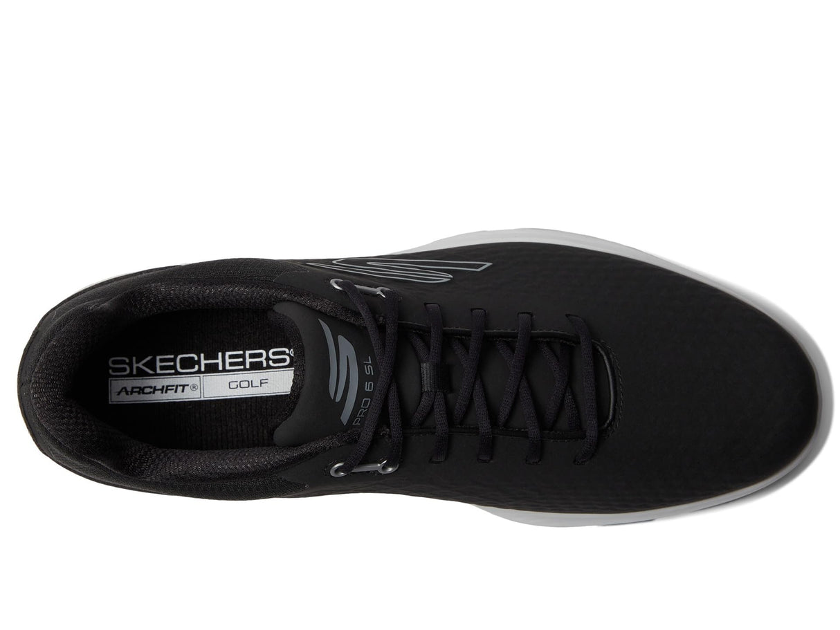 Skechers Herren Pro 6 wasserdichter Golfschuh Sneaker, Schwarz/Grau, ohne Spikes, 45.5 EU