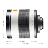 Walimex 15554 - TeleTeleobjetivo para Pentax (distancia focal fija 800 mm, apertura f:6.3-8, diámetro: 35 mm), negro y blanco