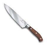 Victorinox Grand Maître, Cuchillo profesional para trinchar, Hoja extra afilada, afilado recto, 20 cm, Elegante mango de madera, Acero inoxidable, Marrón