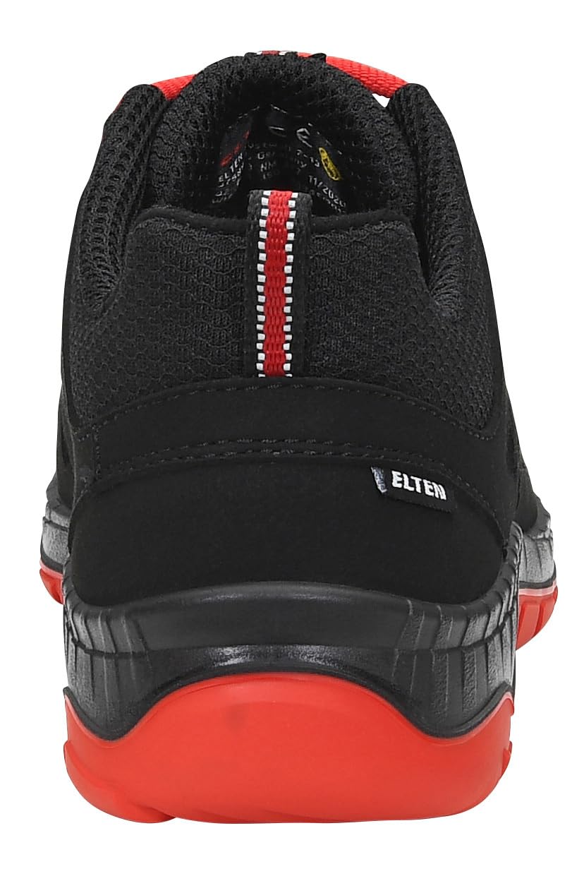 ELTEN Zapatos de seguridad MADDOX Black-Red Low S3, para hombre, deportivos, ligeros, color negro/rojo, puntera de acero