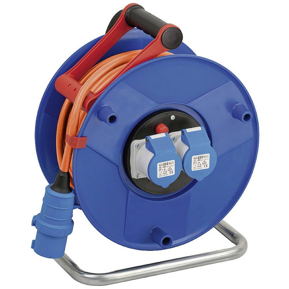 Brennenstuhl enrollacables Garant CEE 230V con alargador de 25m (uso universal en exteriores, con 2 enchufes CEE, fabricado en alemania)