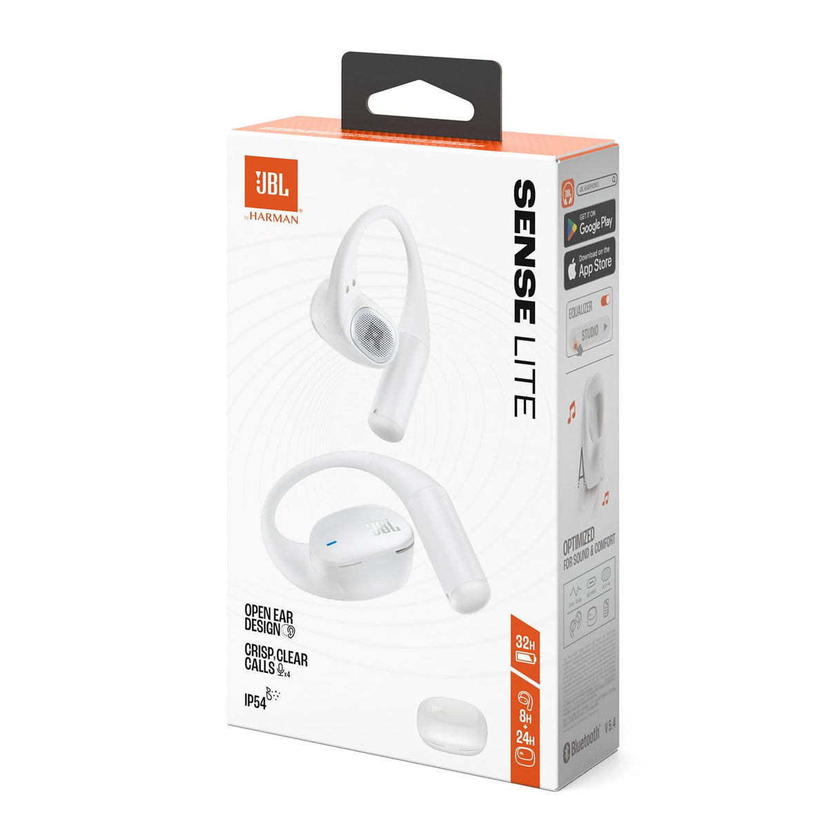 JBL Sense Lite Auriculares inalámbricos Abiertos True Wireless, diseño de Gancho para Oreja, conducción aérea, OpenSound, 32 h de autonomía, Resistencia al Agua/Polvo IP54, Headphones, Blanco
