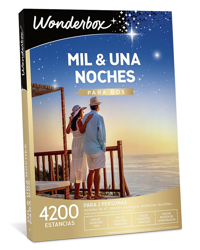 WONDERBOX - Caja Regalo - Mil & una Noches para Dos - para 2 Personas a Elegir Entre 4200 estancias en España y Europa - Ideas Regalo Pareja Original