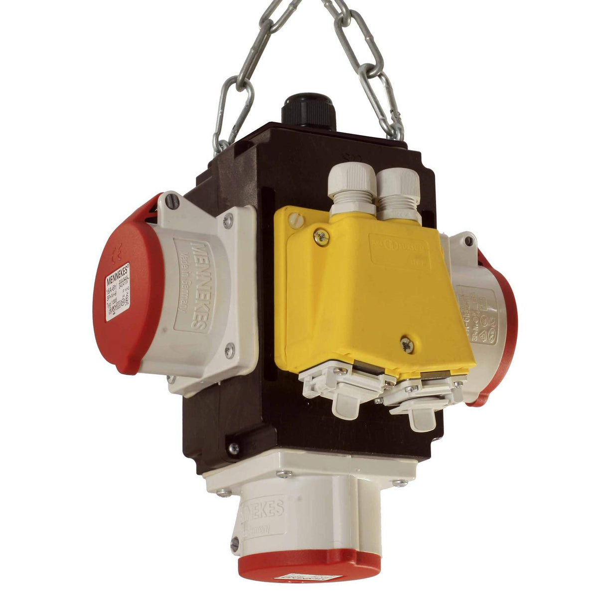 as - Schwabe MIXO Energy Cube IV DAT+ - Distribuidor de pared con 3 tomas CEE 400 V, 16 A, 5 polos - MIXO con toma de datos y distribuidor de aire comprimido NW7.2, IP44, Hecho en Alemania - negro