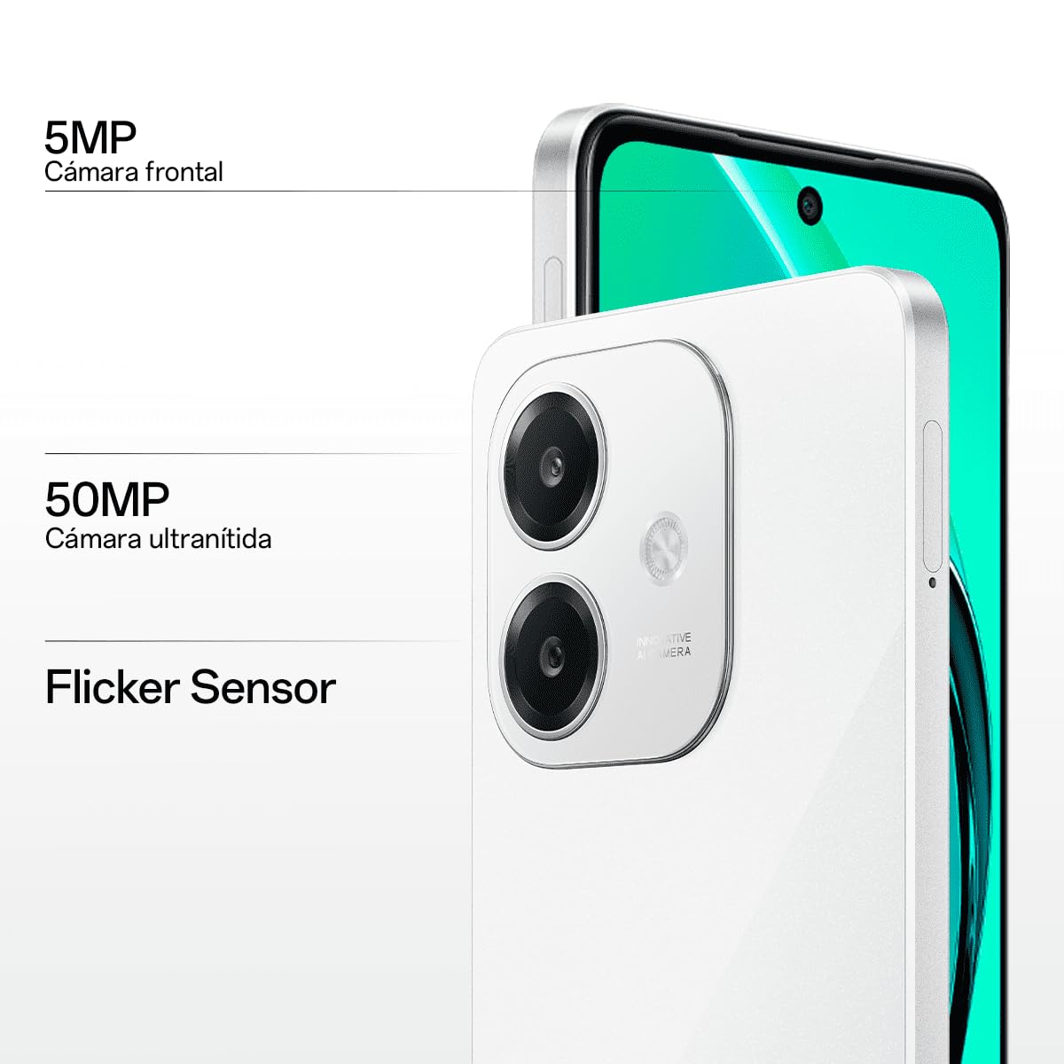 OPPO A40m - Smartphone Libre, 16GB(8GB+8GB) 256GB, Pantalla HD+ LCD 6.7", Cámara 50+2+8 MP, Android, Batería 5100mAh, Carga Rápida 45W - Blanco