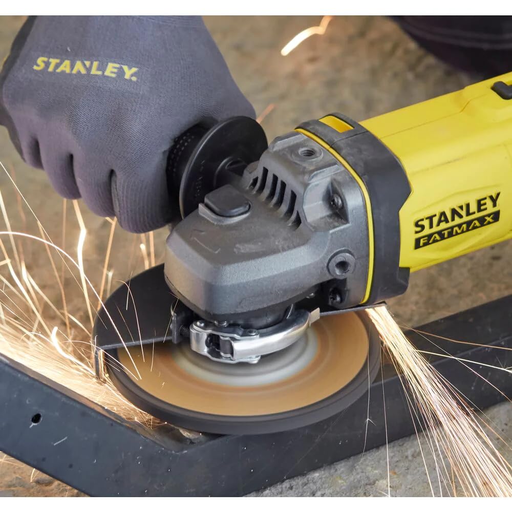 STANLEY FATMAX SFMCG400M2K-QW - Mini amoladora 18V, 125mm, Velocidad 8500 rpm, 1 maletín, 2 baterías 4Ah y 1 cargador 2Ah Gama FATMAX V20