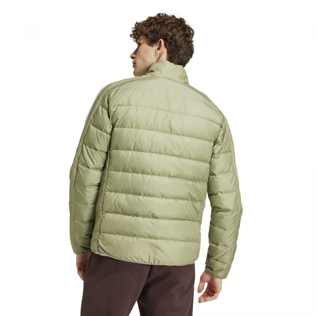 adidas Hombre Essentials 3-Stripes Light Down Jacket, TENT GREEN F16, XL