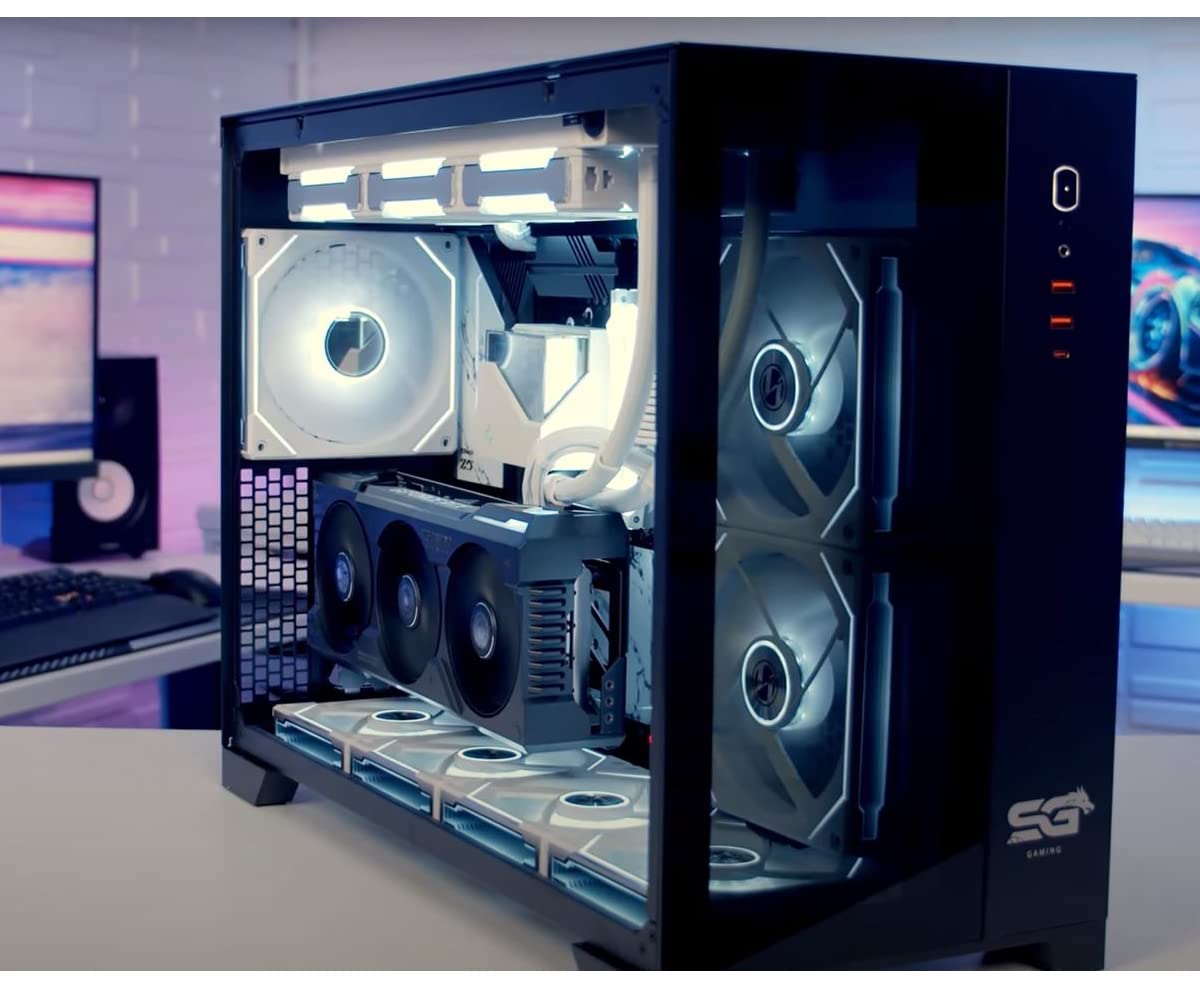 SaharaGaming (Panel de Metal Templado y Malla) (Solo Funda, Vidrio Templado) Compatible con E-ATX, ATX, Micro-ATX e ITX