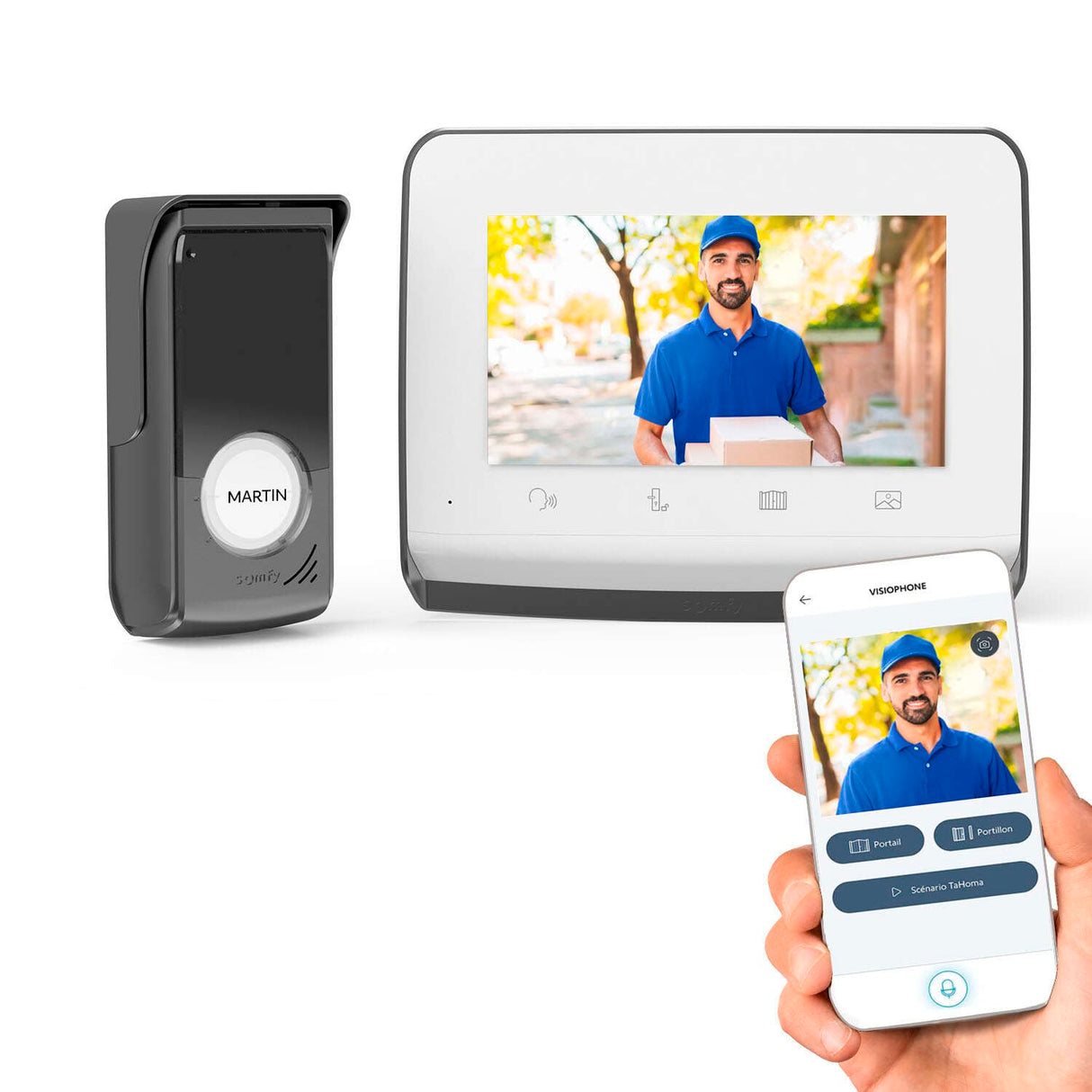 somfy 1871229 - Videoportero V350 Connect | Intercomunicador conectado | Pantalla de 7 pulgadas | Visión nocturna | Gestión remota de visitas a través de la app Protect | Controla hasta 5 equipos