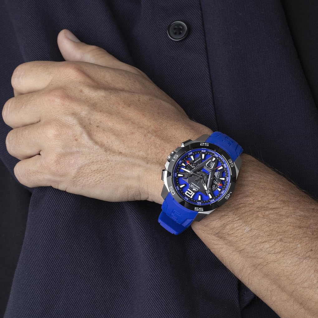 Lotus Reloj Hombre 18944/4 Vortex Caja de Acero Inoxidable 316l Plateado Correa de Caucho Azul