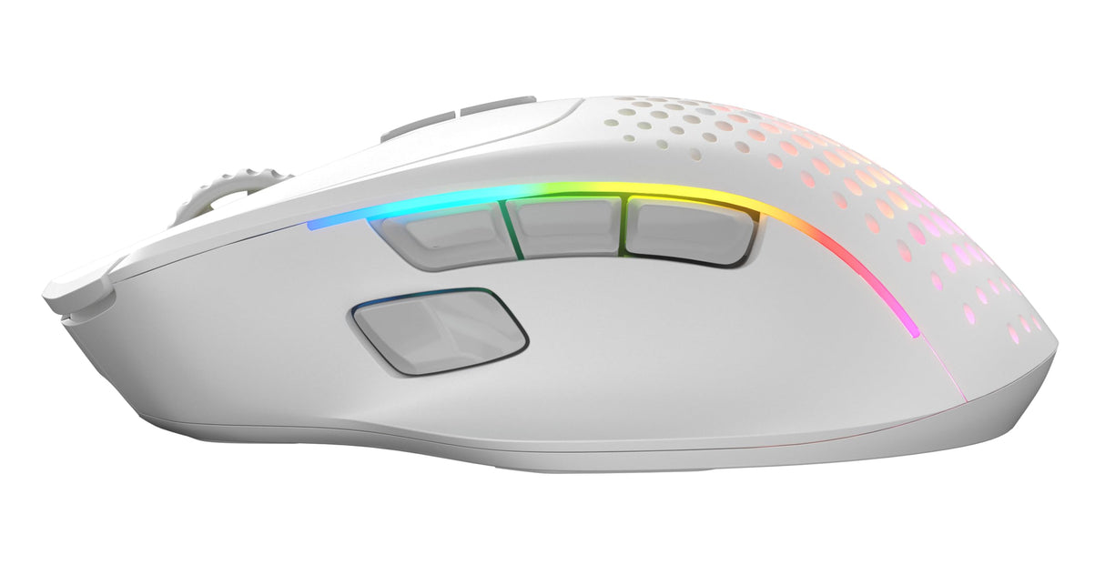 Glorious Gaming Model I 2 Wireless Ratón gaming inalámbrico - Híbrido 2,4 GHz y Bluetooth, superligero, 9 botones (2 intercambiables), RGB, gran batería, MMO/MOBA/FPS, reposapulgares lateral - Blanco