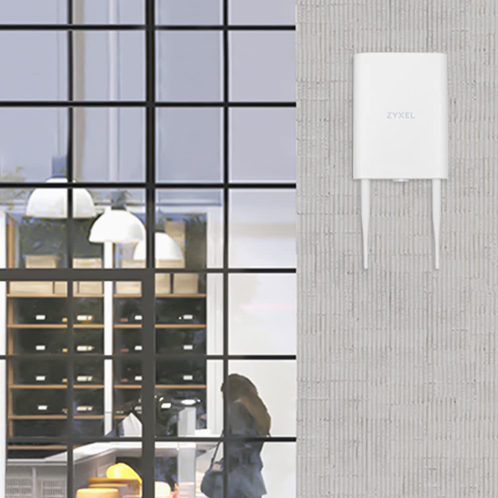 Zyxel Punto de Acceso para Exteriores AX1800 WiFi6 | Banda Dual 802.11ax | Smart Mesh | Clasificación IP55 y MU-MIMO | Inyector PoE Incluido [NWA55AXE]