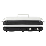 JATA JEVI1470 - Placa Induccion Portatil de 2 Fuegos + Plancha Cocina. 2800 W. Con tapa Antisalpicaduras. Hasta 230ºC. Con Temporizador de 99 minutos.