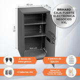 Brihard Business XXL Caja fuerte negocio electrónica LCD 73x40x36 cm - Extra grande caja de seguridad electrónica para oficina - 2 x Estante ajustable
