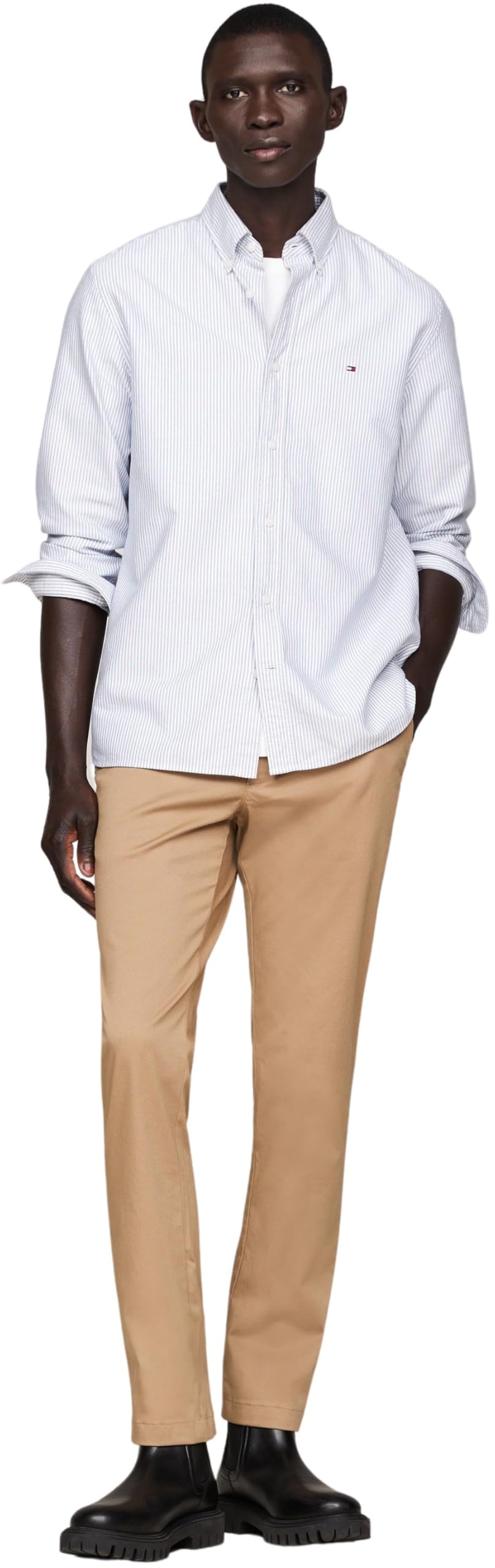 Tommy Hilfiger Pantalones Chino Hombre Bleecker Printed Structure Slim Fit, Beige (Safari Canvas), 34W/32L