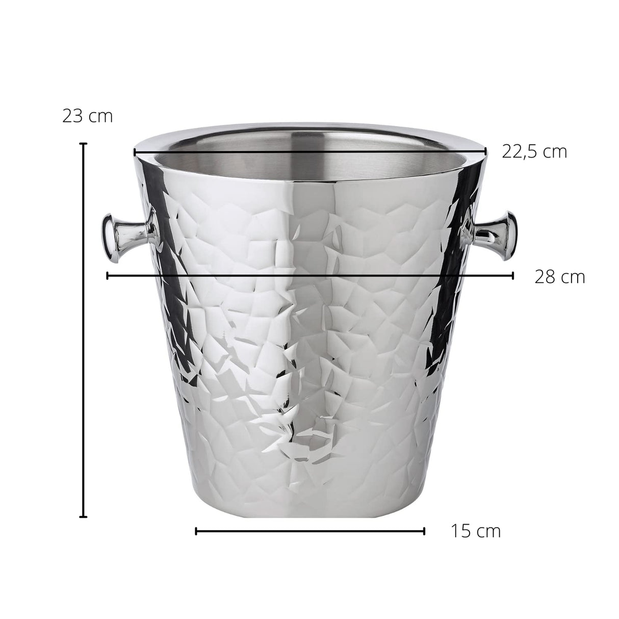 EDZARD Champanera/refrigerador de Botellas Capri, con Asas, Acero Inoxidable Muy Pulido, de Doble Pared, Exterior Estampado, Altura 23 cm, diámetro 22 cm