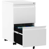 YITAHOME Archivador móvil con 2 cajones con cerradura, archivador antivuelco con rueda para oficina en casa, blanco, 51x39x71 cm