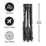 Manfrotto Befree 3-Way Live Advanced Diseñado para Cámaras Alpha Sony, Trípode de Viaje en Aluminio, Bloqueo por Palanca, Rótula Fluida de 3 Vías, Foto y Vídeo, Carga hasta 6 kg, Bolsa de Transporte