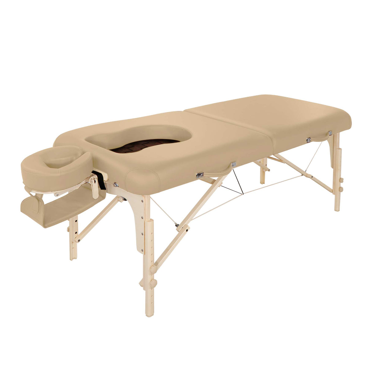 Master Massage Eva Mobil - Tumbona de masaje para embarazadas, plegable, madera, con pecho y abdomen, 71 cm, color beige