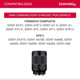 Samyang AF 85 mm F1.4 EF para Canon EF, Teleobjetivo ligero y compacto para tomas de retratos, con enfoque automático DSLM rápido, Para cámaras Canon SLR de fotograma completo y APS-C