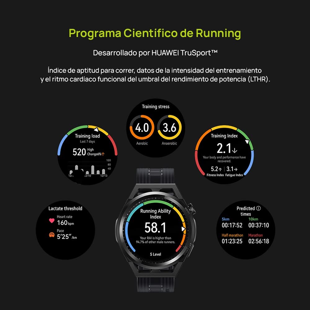 HUAWEI Watch GT Runner, Smartwatch con Programa de Running científico, monitoreo preciso a Tiempo Real de la frecuencia cardíaca, Entrenador Personal IA, cómodo y Ligero, 2 semanas de batería, Gris