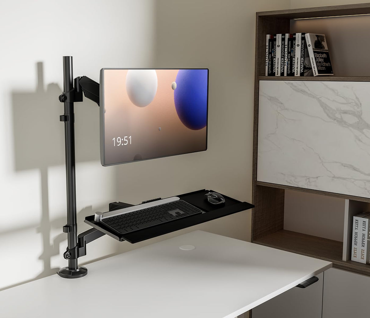 my wall Soporte para Teclado y Monitor – HL63L para reequipar el Escritorio con Altura Ajustable, Giro Lateral, inclinable, Vertical y Horizontal
