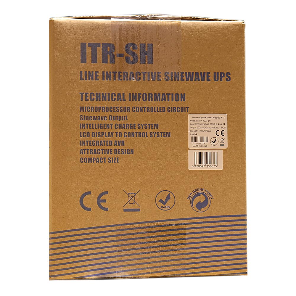 Lapara LA-ITR-1000SH Sistema de Alimentación Ininterrumpida SAI 1000VA 700W LCD Interactivo Sinusoidal