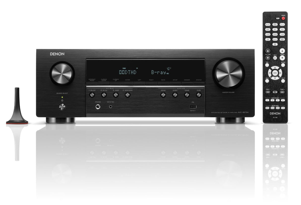 Denon AVC-S670H Receptor AV 5.2 Canales, Sonido Dolby Surround, 6 entradas HDMI y 1 Salida, HDMI 8K, Bluetooth, Wi-FI, AirPlay 2, HEOS Multiroom, Compatible con Alexa, Negro, AVCS670HBKE2