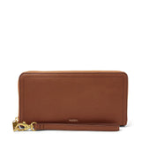 Fossil Billetero para Mujer Logan, Bolso con cremallera de PU y PVC marrón 19,7 cm largo x 1,9 cm ancho x 10,2 cm alto SL7831200